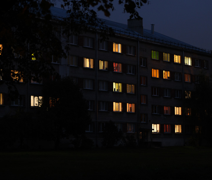 East Europe panel building lights
